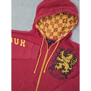 Harry Potter Mens Size Medium Studio Tour London Gryffindor Hoodie Zip Up Red